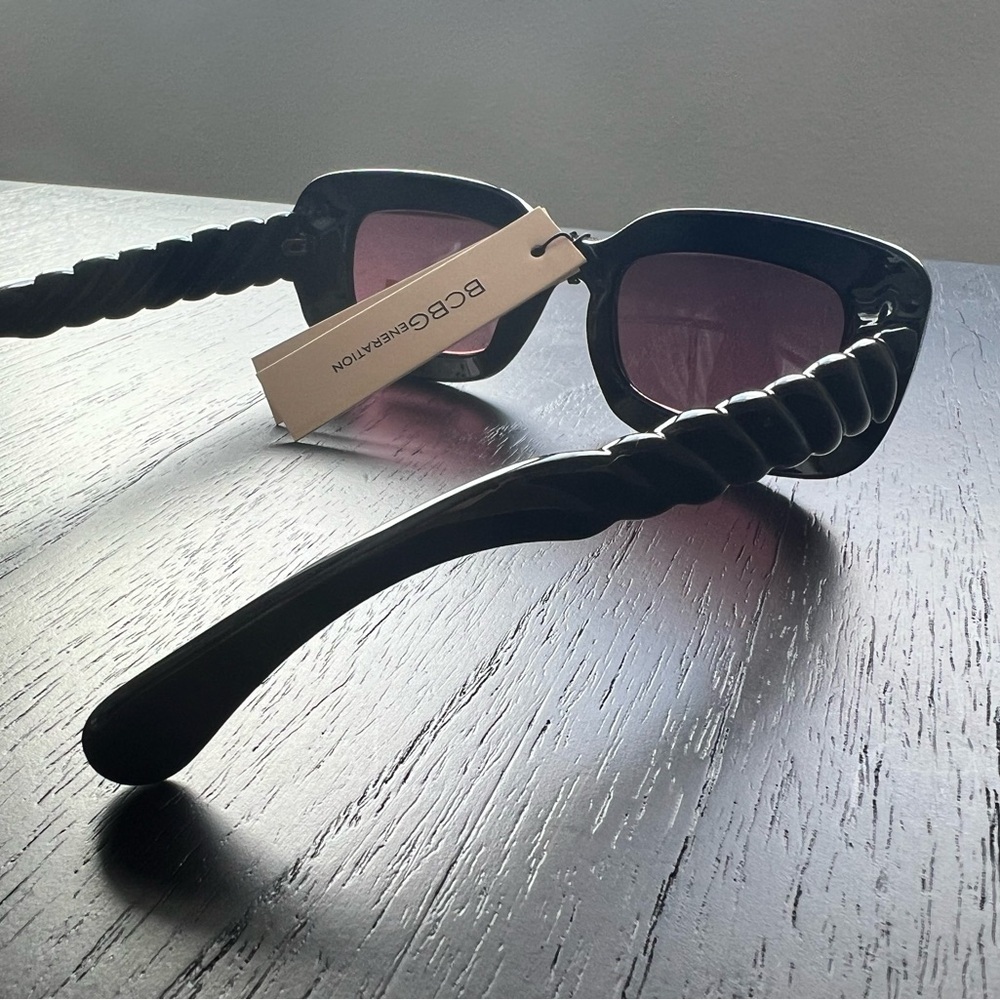 NWT BCBGeneration Rectangular Sunglasses - Black … - image 3